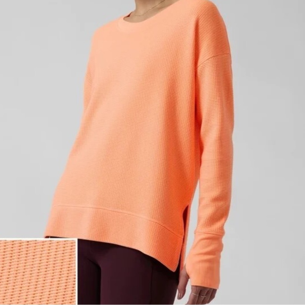 Athleta Women's  Orange Waffle Knit Sweatshirt